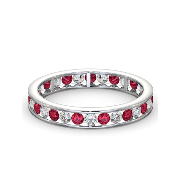 ETERNITY RING RAE DIAMONDS H/SI AND RUBY 1.30CT - 18K WHITE GOLD - Image 3