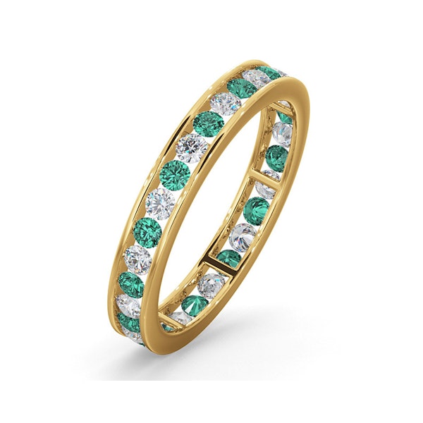 ETERNITY RING RAE DIAMONDS H/Si AND EMERALD 1.20CT - 18K GOLD - Image 1
