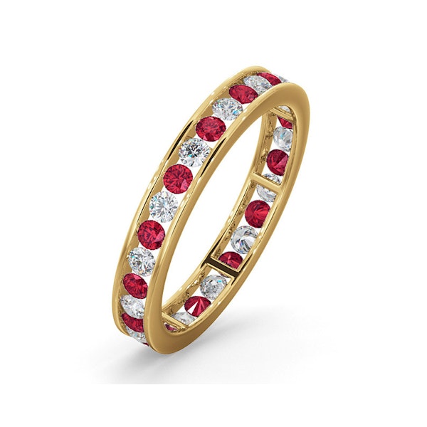 ETERNITY RING RAE DIAMONDS G/VS AND RUBY 1.30CT - 18K GOLD - Image 1