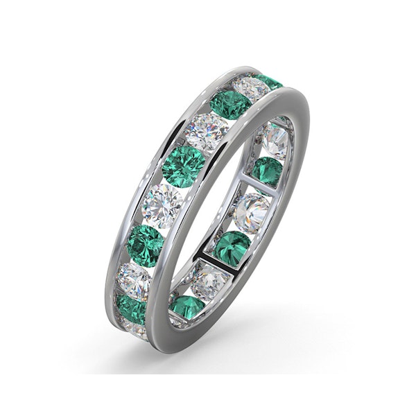 ETERNITY RING RAE DIAMONDS H/SI AND EMERALD 1.70CT - 18K WHITE GOLD - Image 1