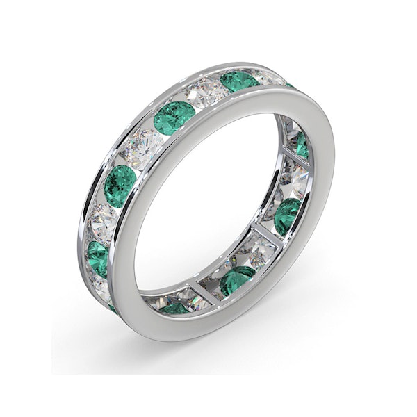ETERNITY RING RAE DIAMONDS H/SI AND EMERALD 1.70CT - 18K WHITE GOLD - Image 2