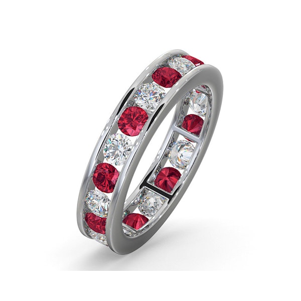 ETERNITY RING RAE DIAMONDS H/SI AND RUBY 1.80CT - 18K WHITE GOLD - Image 1