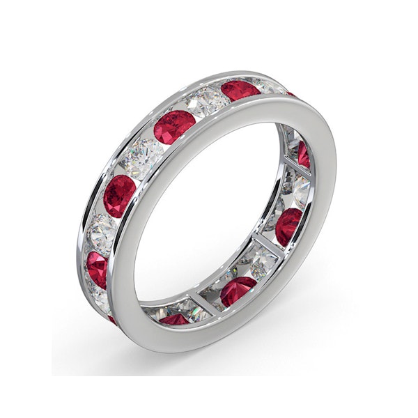 ETERNITY RING RAE DIAMONDS H/SI AND RUBY 1.80CT - Platinum - Image 2