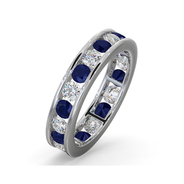 ETERNITY RING RAE DIAMONDS H/SI AND SAPPHIRE 1.90CT - 18K WHITE GOLD - Image 1