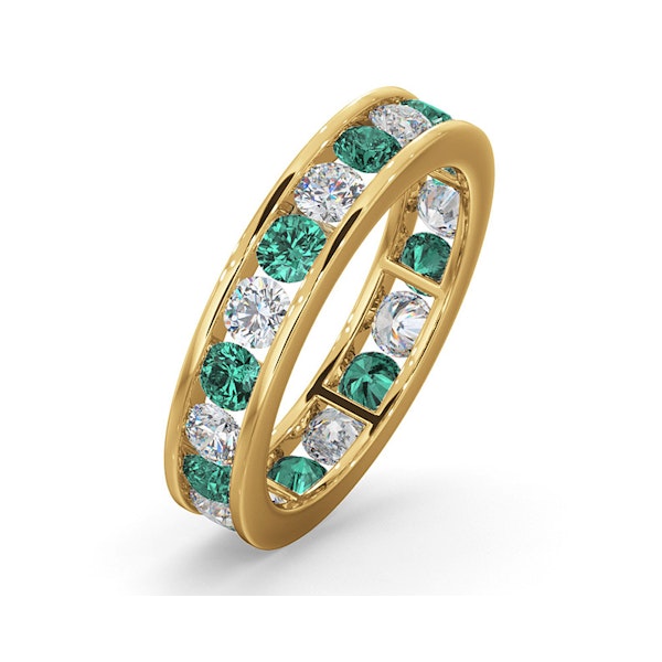 ETERNITY RING RAE DIAMONDS H/SI AND EMERALD 1.70CT - 18K GOLD - Image 1
