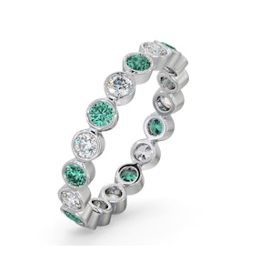 Emerald 0.70ct And G/VS Diamond 18KW Gold Eternity Ring