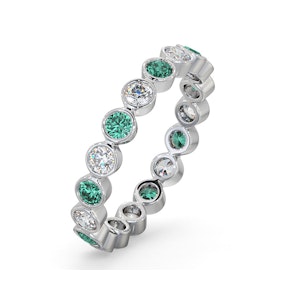Emerald 0.70ct And H/SI Diamond 18KW Gold Eternity Ring