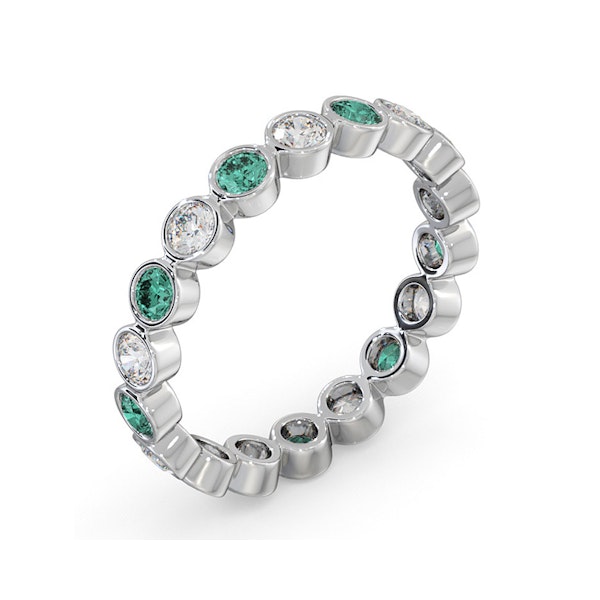 Emerald 0.70ct And H/SI Diamond 18KW Gold Eternity Ring - Image 2