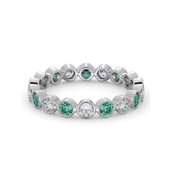 Emerald 0.70ct And G/VS Diamond 18KW Gold Eternity Ring - Image 3