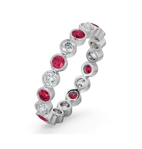 Ruby 0.80ct And G/VS Diamond 18KW Gold Eternity Ring