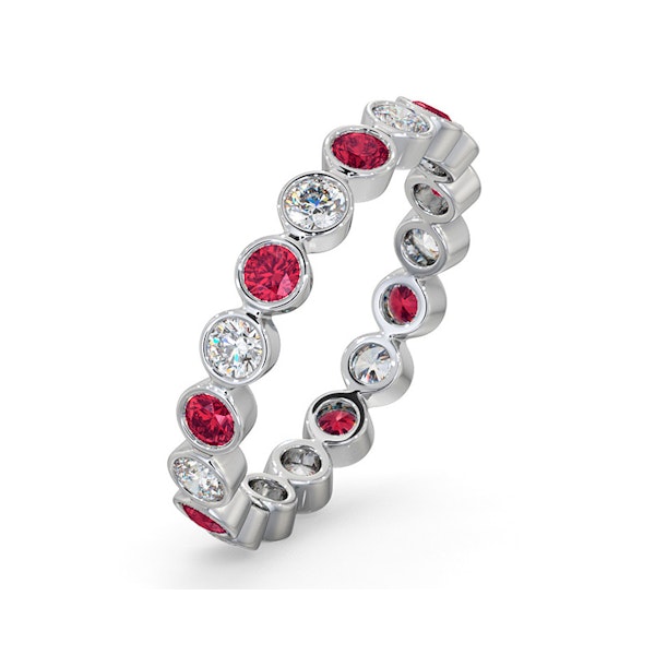 Ruby 0.80ct And H/SI Diamond Platinum Eternity Ring - Image 1