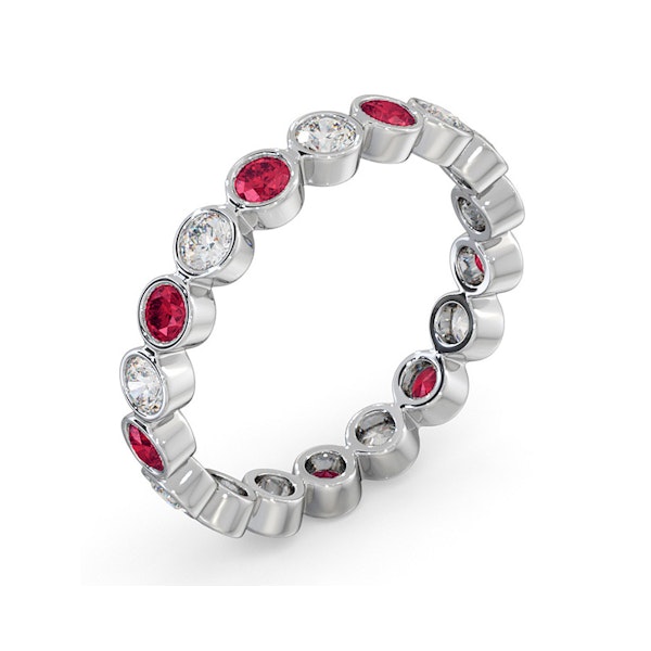 Ruby 0.80ct And G/VS Diamond 18KW Gold Eternity Ring - Image 2