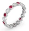 Ruby 0.80ct And H/SI Diamond Platinum Eternity Ring - image 2