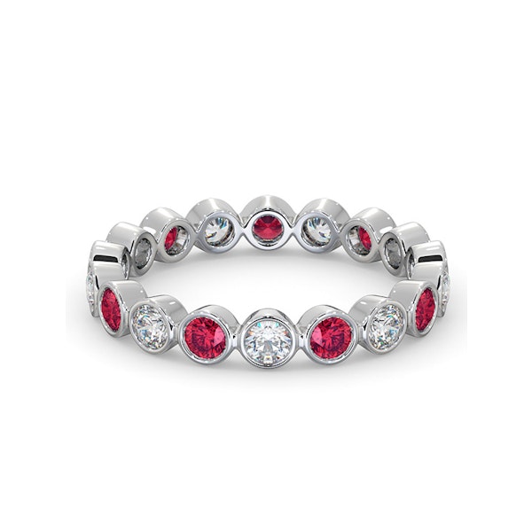 Ruby 0.80ct And H/SI Diamond Platinum Eternity Ring - Image 3