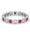 Ruby 0.80ct And H/SI Diamond Platinum Eternity Ring - image 3
