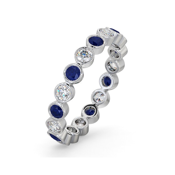 Sapphire 0.90ct And H/SI Diamond 18KW Gold Eternity Ring - Image 1