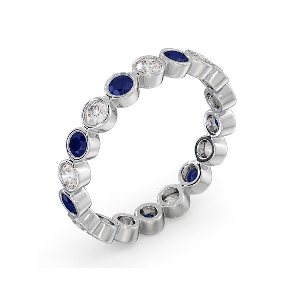 Sapphire 0.90ct And G/VS Diamond 18KW Gold Eternity Ring - Image 2