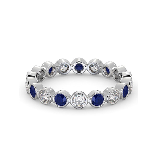 Sapphire 0.90ct And H/SI Diamond 18KW Gold Eternity Ring - Image 3