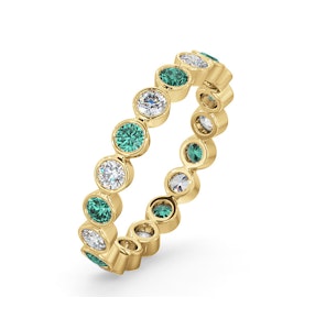 Emily 18K Gold Emerald 0.70ct and H/SI 0.50CT Diamond Eternity Ring