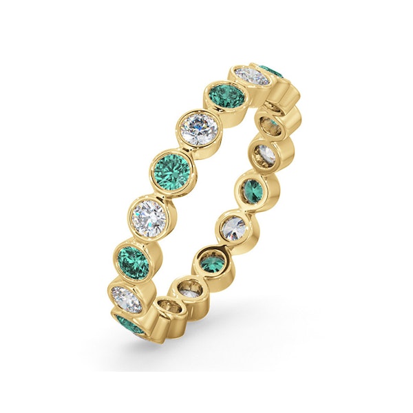 Emily 18K Gold Emerald 0.70ct and H/SI 0.50CT Diamond Eternity Ring - Image 1