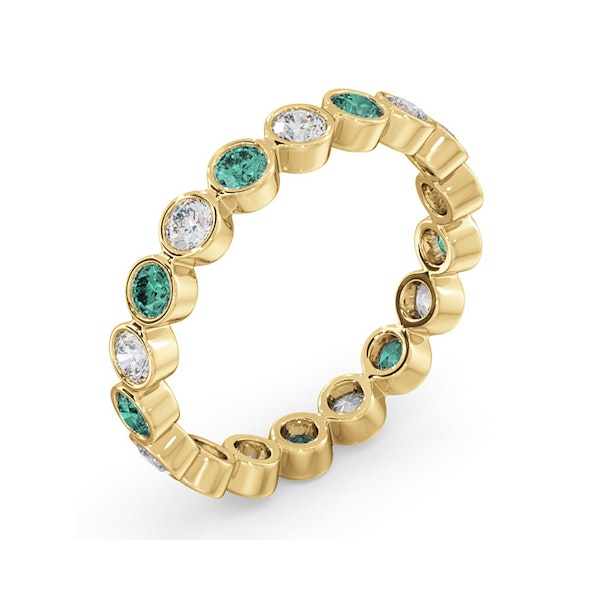 Emily 18K Gold Emerald 0.70ct and H/SI 0.50CT Diamond Eternity Ring - Image 2