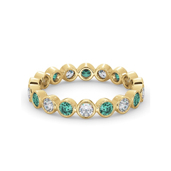 Emily 18K Gold Emerald 0.70ct and H/SI 0.50CT Diamond Eternity Ring - Image 3