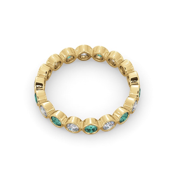 Emily 18K Gold Emerald 0.70ct and H/SI 0.50CT Diamond Eternity Ring - Image 4