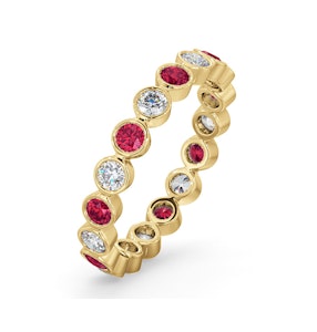 Emily 18K Gold Ruby 0.70ct and H/SI 0.50CT Diamond Eternity Ring
