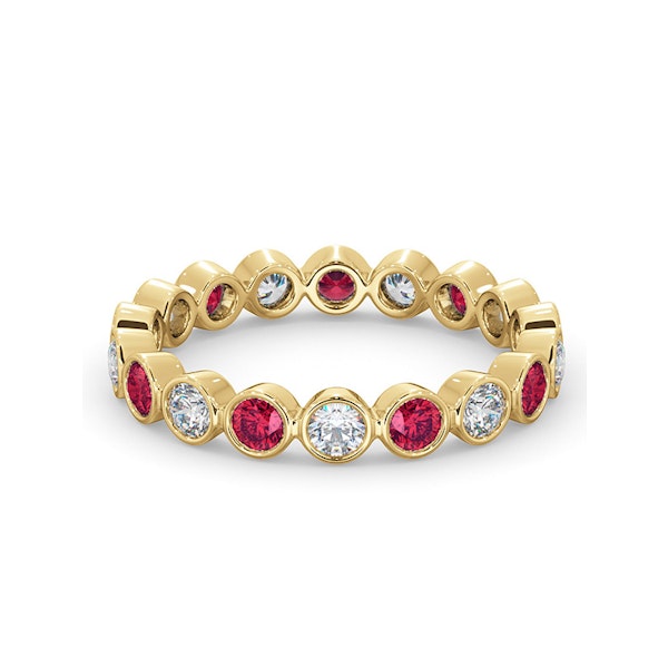 Emily 18K Gold Ruby 0.70ct and G/VS 0.50CT Diamond Eternity Ring - Image 3