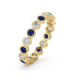 Emily 18K Gold Sapphire 0.70ct and H/SI 0.50CT Diamond Eternity Ring