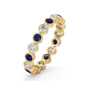Emily 18K Gold Sapphire 0.70ct and H/SI 0.50CT Diamond Eternity Ring