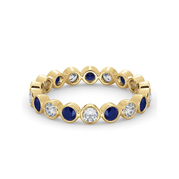 Emily 18K Gold Sapphire 0.70ct and H/SI 0.50CT Diamond Eternity Ring - Image 3