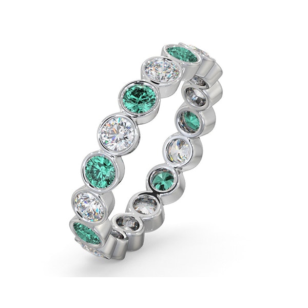 Emerald 1.10ct And H/SI Diamond 18KW Gold Eternity Ring - Image 1