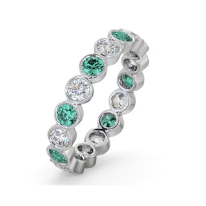Emerald 1.10ct And G/VS Diamond 18KW Gold Eternity Ring