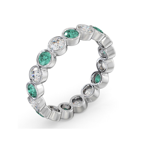 Emerald 1.10ct And H/SI Diamond 18KW Gold Eternity Ring - Image 2