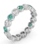 Emerald 1.10ct And H/SI Diamond 18KW Gold Eternity Ring - image 2