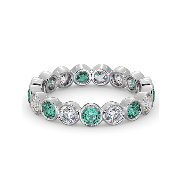 Emerald 1.10ct And G/VS Diamond Platinum Eternity Ring - Image 3