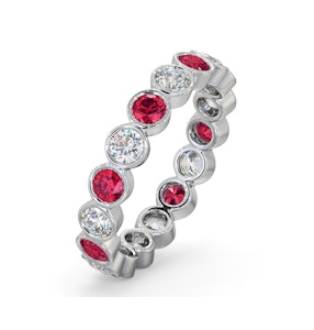 Ruby 1.50ct And H/SI Diamond 18KW Gold Eternity Ring