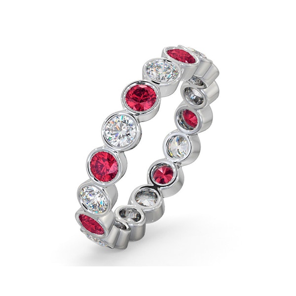 Ruby 1.50ct And H/SI Diamond 18KW Gold Eternity Ring - Image 1