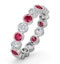 Ruby 1.50ct And H/SI Diamond Platinum Eternity Ring - image 1