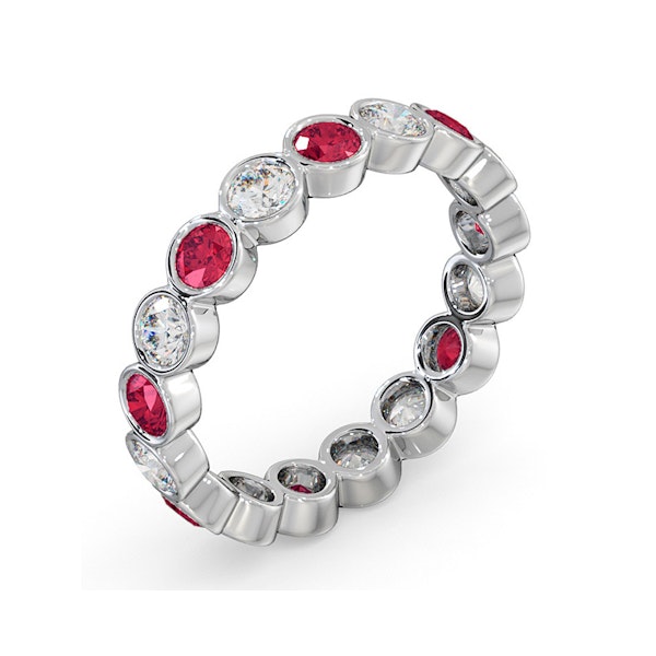 Ruby 1.50ct And H/SI Diamond Platinum Eternity Ring - Image 2