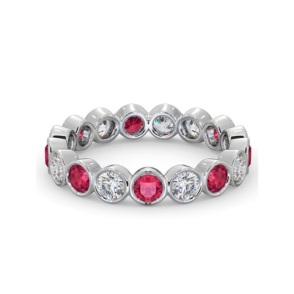Ruby 1.50ct And H/SI Diamond 18KW Gold Eternity Ring - Image 3