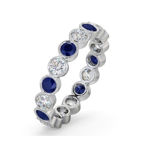 Sapphire 1.70ct And H/SI Diamond 18KW Gold Eternity Ring