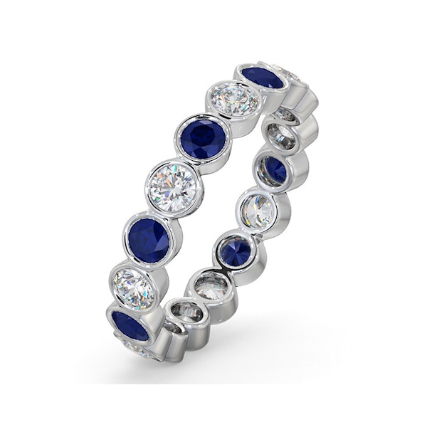 Sapphire 1.70ct And H/SI Diamond Platinum Eternity Ring - Image 1