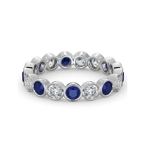 Sapphire 1.70ct And H/SI Diamond Platinum Eternity Ring - Image 3