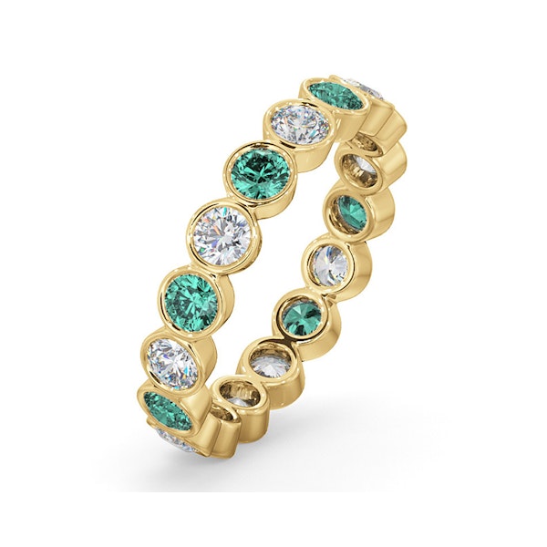 Emily 18K Gold Emerald 0.70ct and H/SI 1CT Diamond Eternity Ring - Image 1