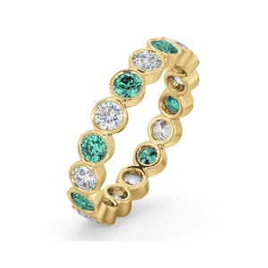 Emily 18K Gold Emerald 0.70ct and H/SI 1CT Diamond Eternity Ring