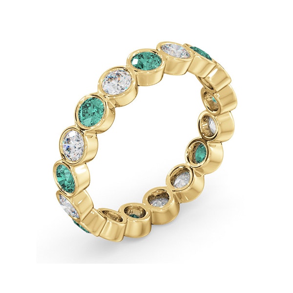 Emily 18K Gold Emerald 0.70ct and H/SI 1CT Diamond Eternity Ring - Image 2