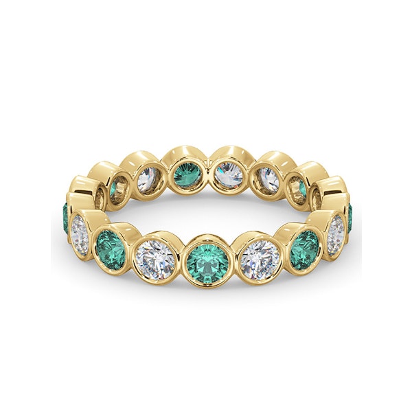 Emily 18K Gold Emerald 0.70ct and H/SI 1CT Diamond Eternity Ring - Image 3