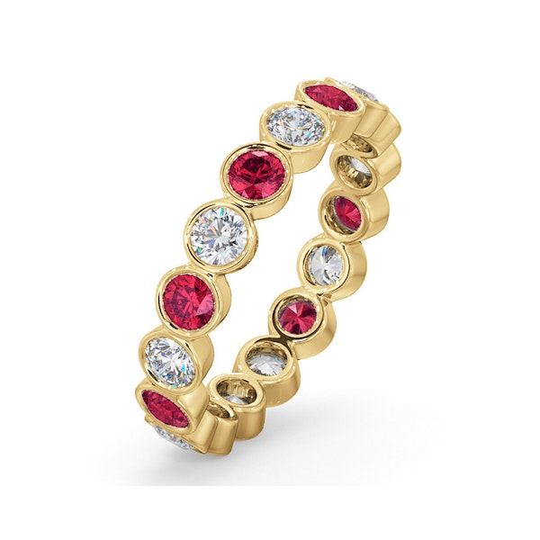 Emily 18K Gold Ruby 0.70ct and G/VS 1CT Diamond Eternity Ring - Image 1